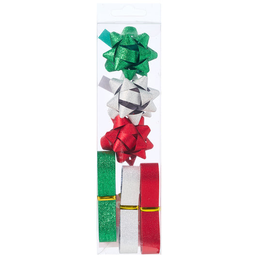 Christmas 6pc Bow & Ribbon Set