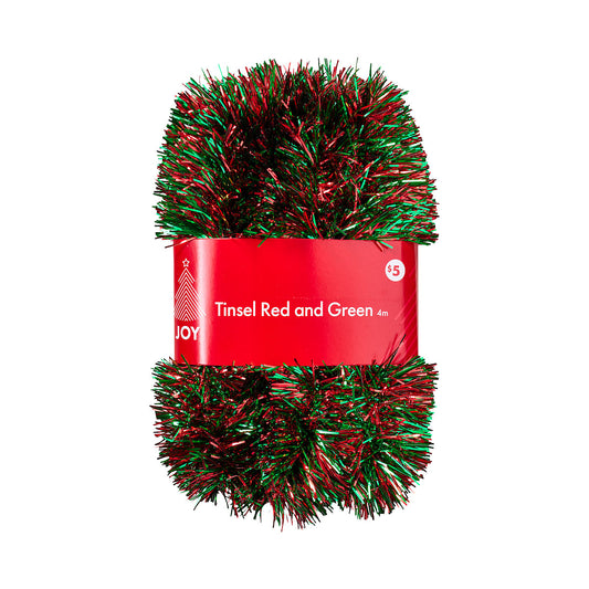 Christmas Tinsel Red/Green 6ply 7cm 4M