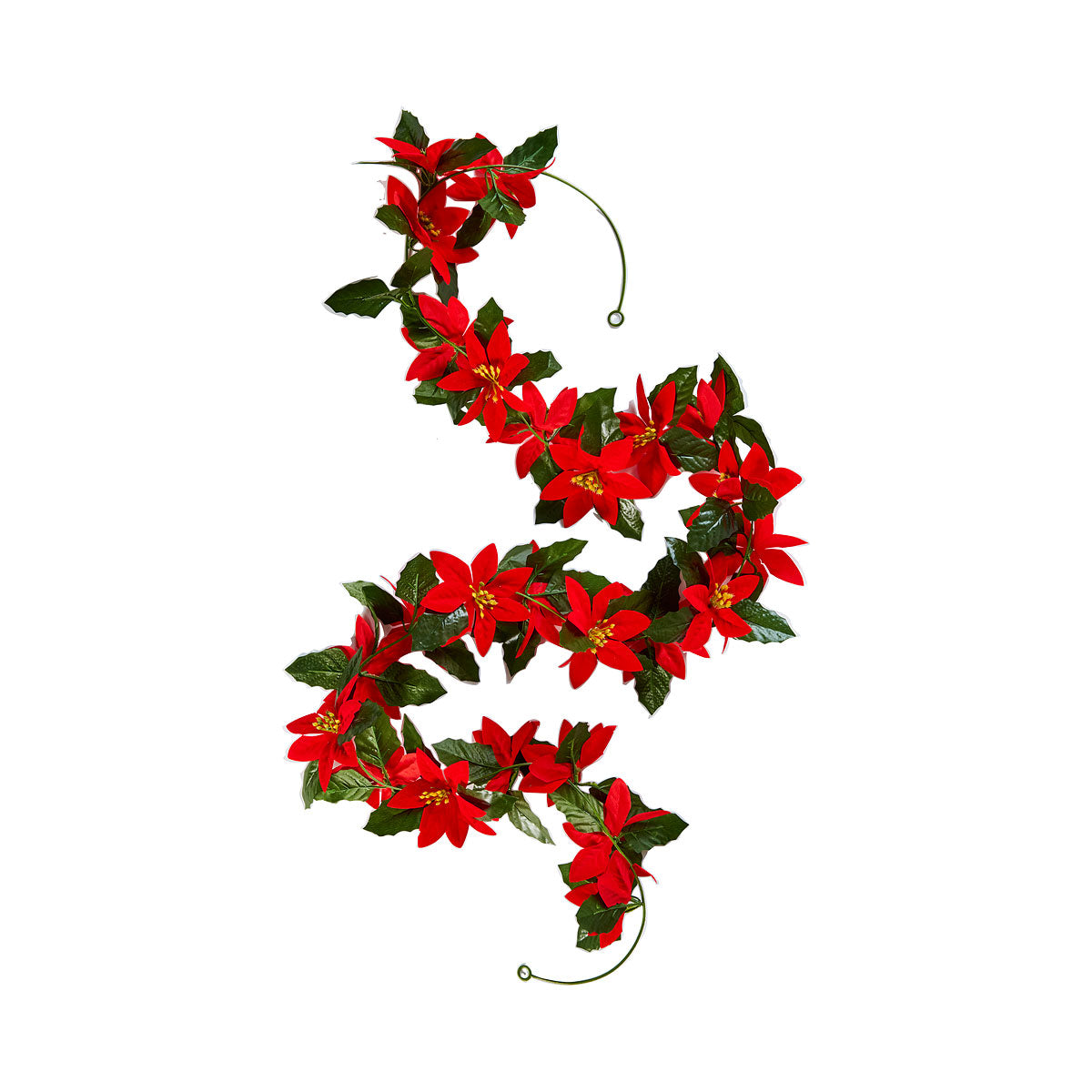 Christmas Poinsettia Garland 1.9M Assorted