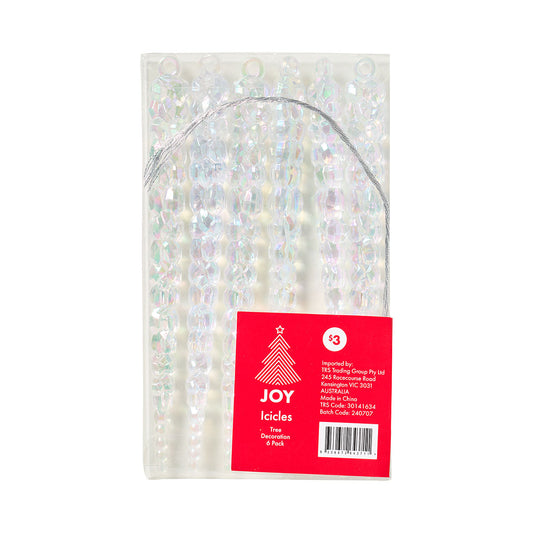 Christmas Tree Decoration Icicles Iridescent 6pk