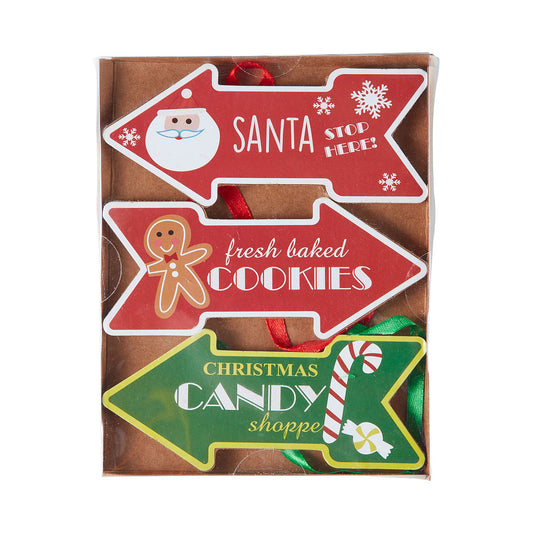 Christmas Tree Decoration Wooden Arrow Signs 3pk