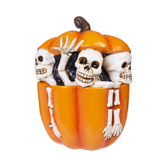 Halloween Skeleton Pumpkin Figurine