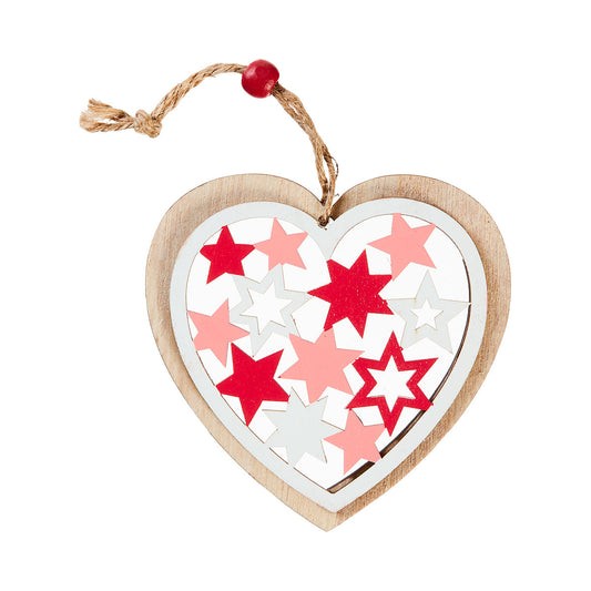 Christmas Tree Decoration Star/Heart Pink Assorted