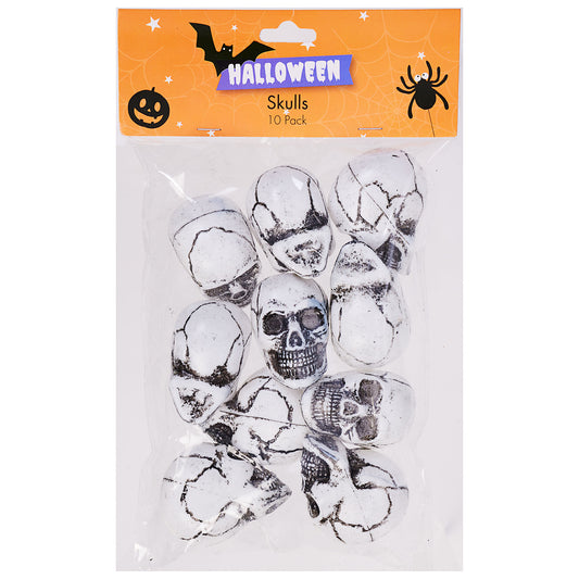 Halloween Plastic Skulls 10pk