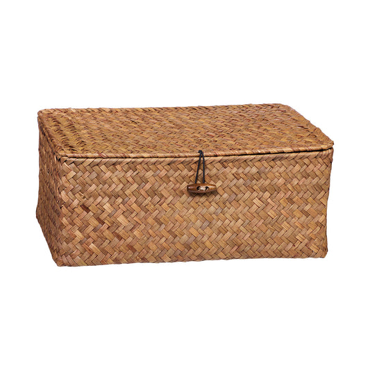 Straw Woven Lidded Box Large