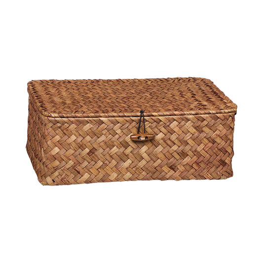 Straw Woven Lidded Box Medium