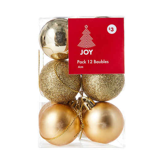 Christmas Baubles Gold 4cm 12pk