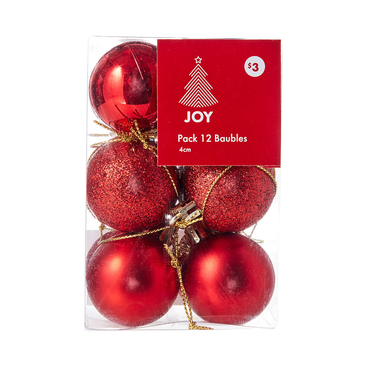 Christmas Baubles Red 4cm 12pk