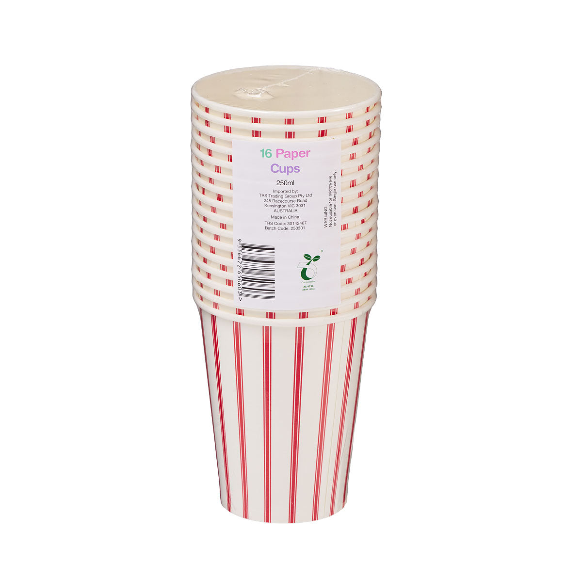 Party Cups Red Pinstripe 16pk