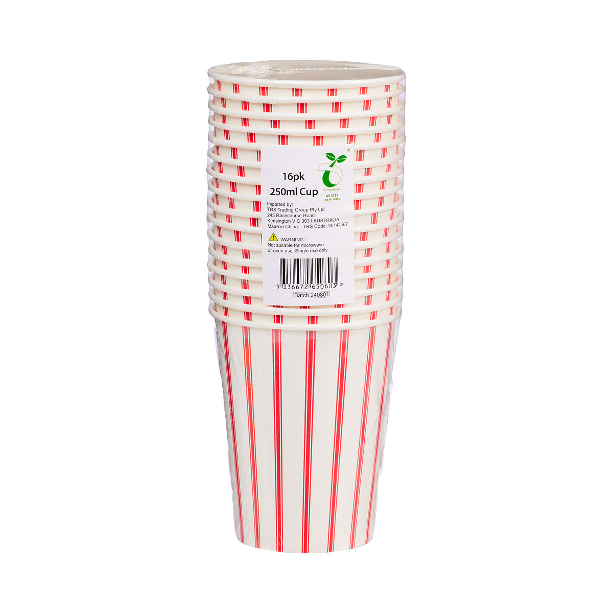 Party Cups Red Pinstripe 16pk