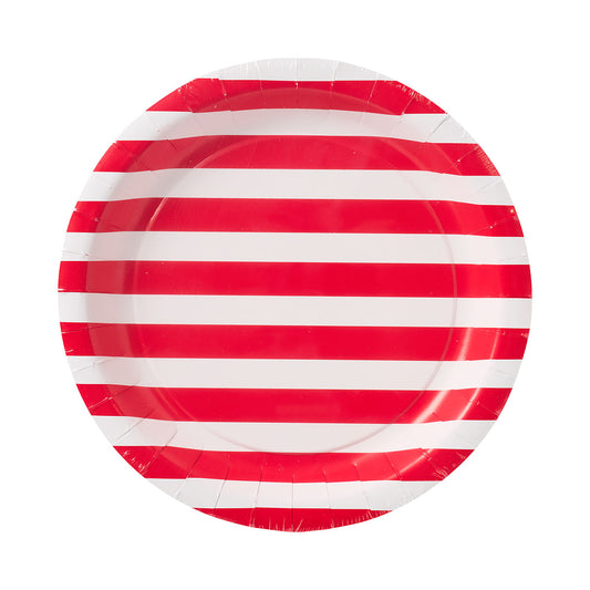 Red Stripe Plate 23cm 16pk