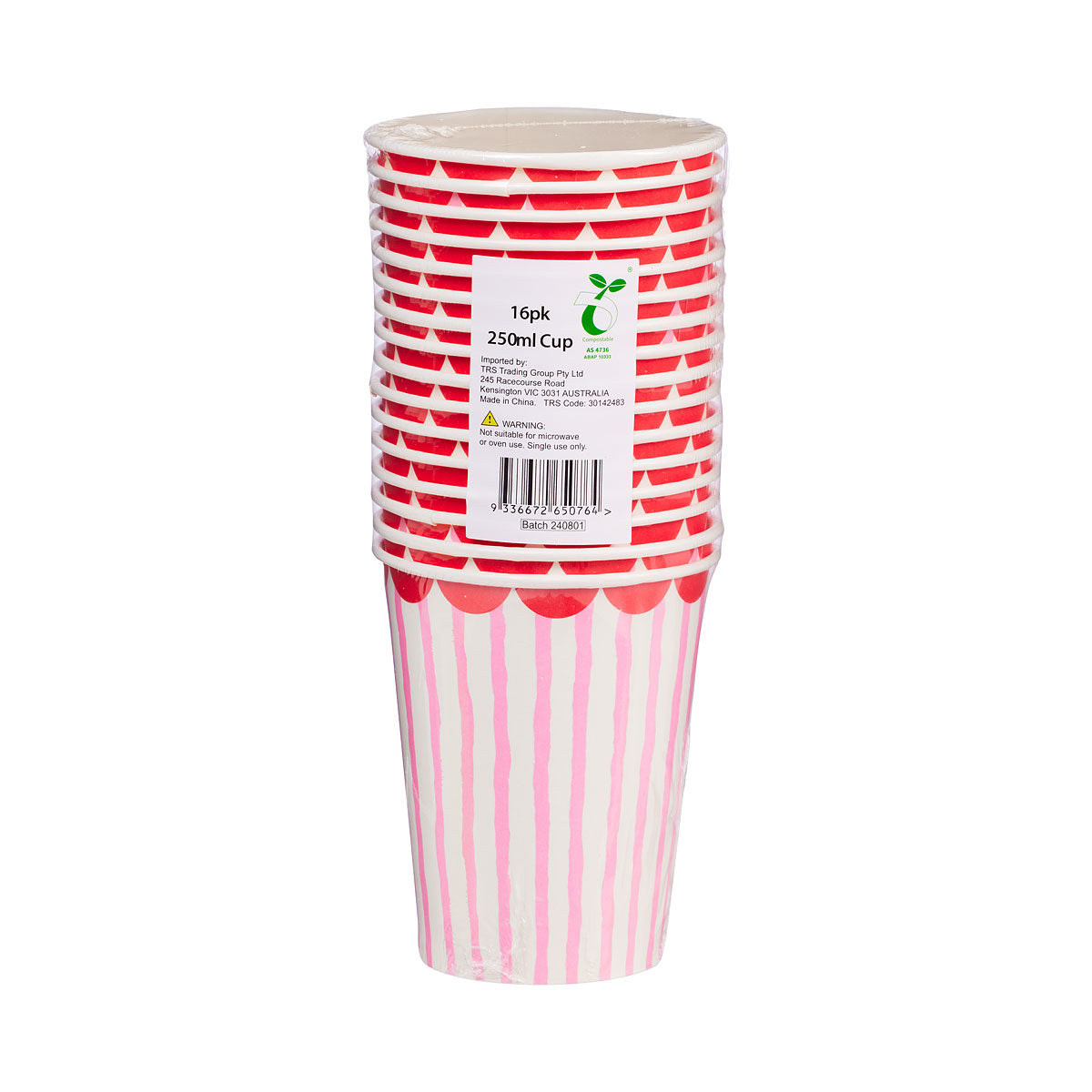 Party Cups Pink Trim 16pk