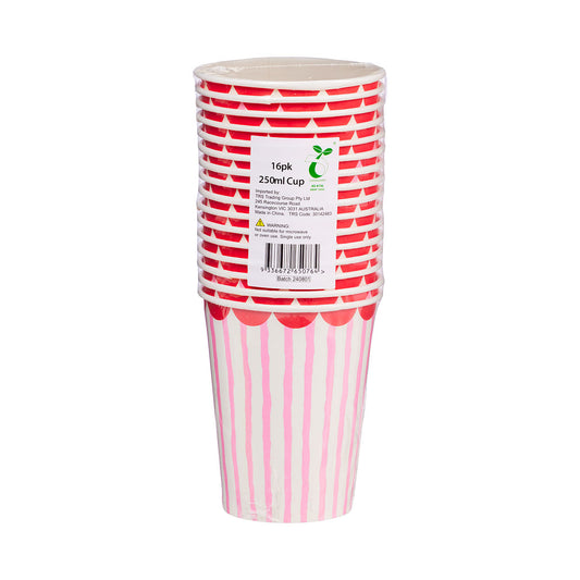 Party Cups Pink Trim 16pk