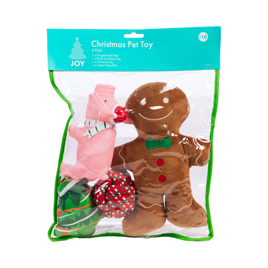 Christmas Pet Toy Gift Set 4pk Assorted