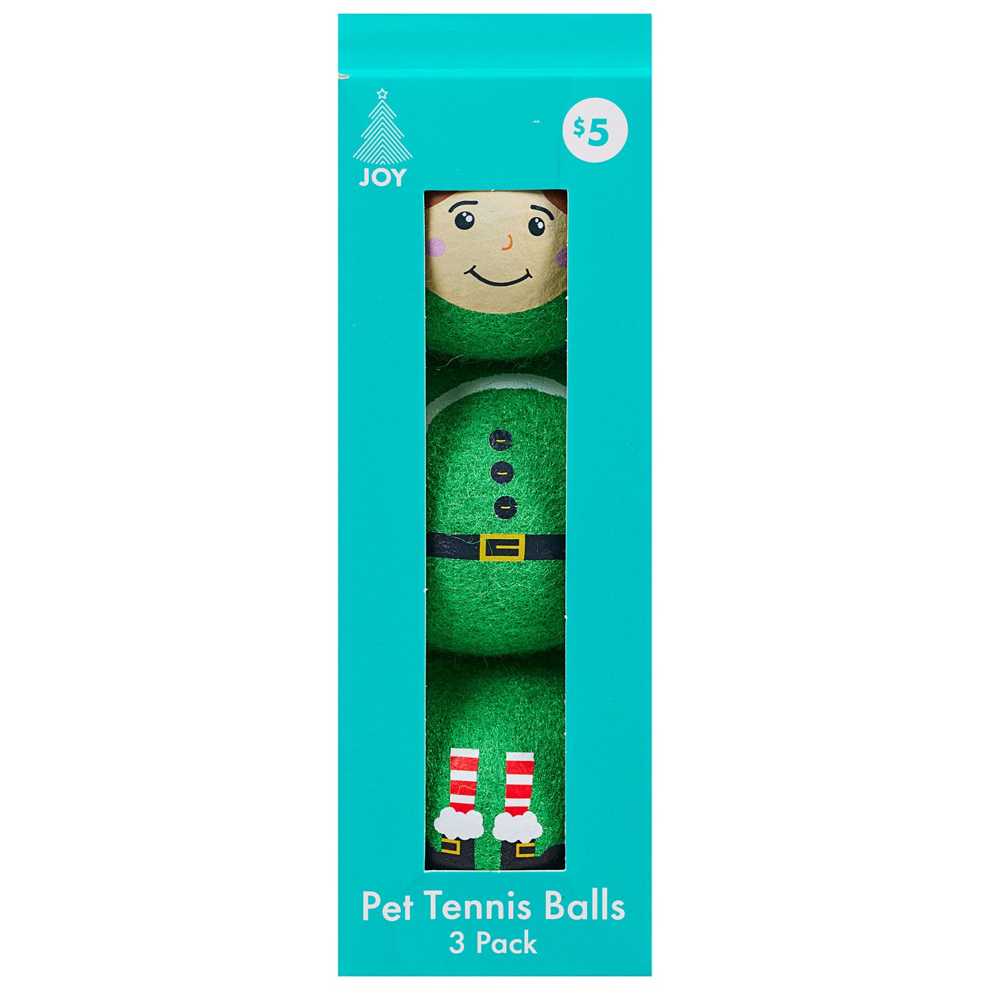 Christmas Tennis Ball Pet Toy Set 3pk