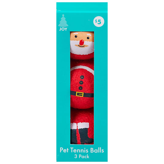 Christmas Tennis Ball Pet Toy Set 3pk