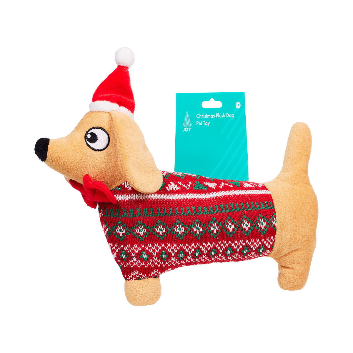 Christmas Plush Doggy Pet Toy With Squeaker Assorted