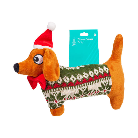 Christmas Plush Doggy Pet Toy With Squeaker Assorted