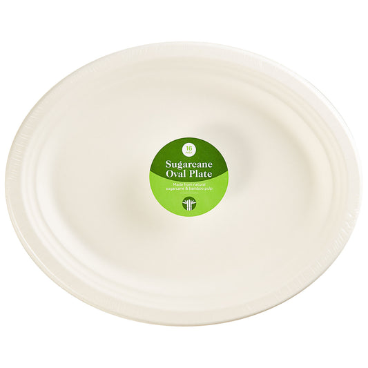 Sugarcane Oval Plate 16pk