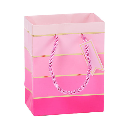 Gift Bag Ombre Foil Stripe Small Assorted