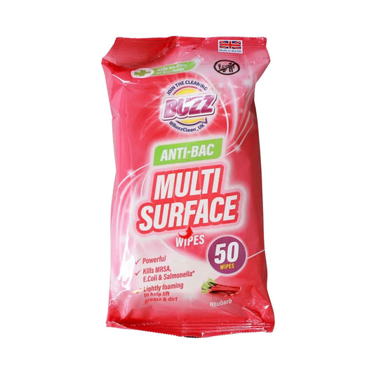 Buzz Anti Bac Multi Surface Wipes Rhubarb 50pk