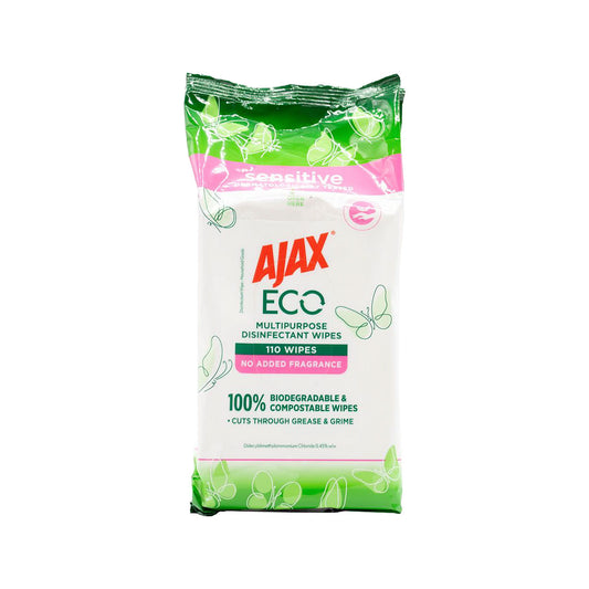 Ajax Eco Sensitive Disinfectant Cleaning Wipes Fragrance Free