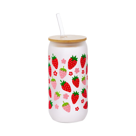 Strawberry Glass Smoothie Cup Assorted