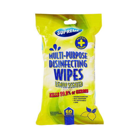 Supreme Disinfectant Wipes Lemon 60pk