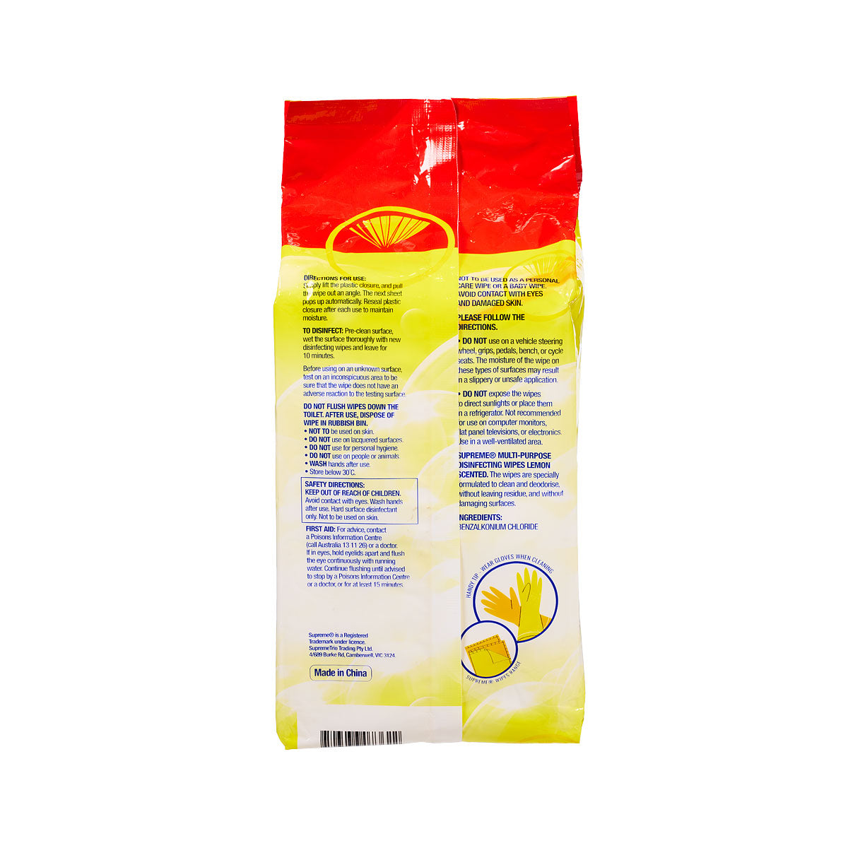 Supreme Disinfectant Wipes Lemon 150pk