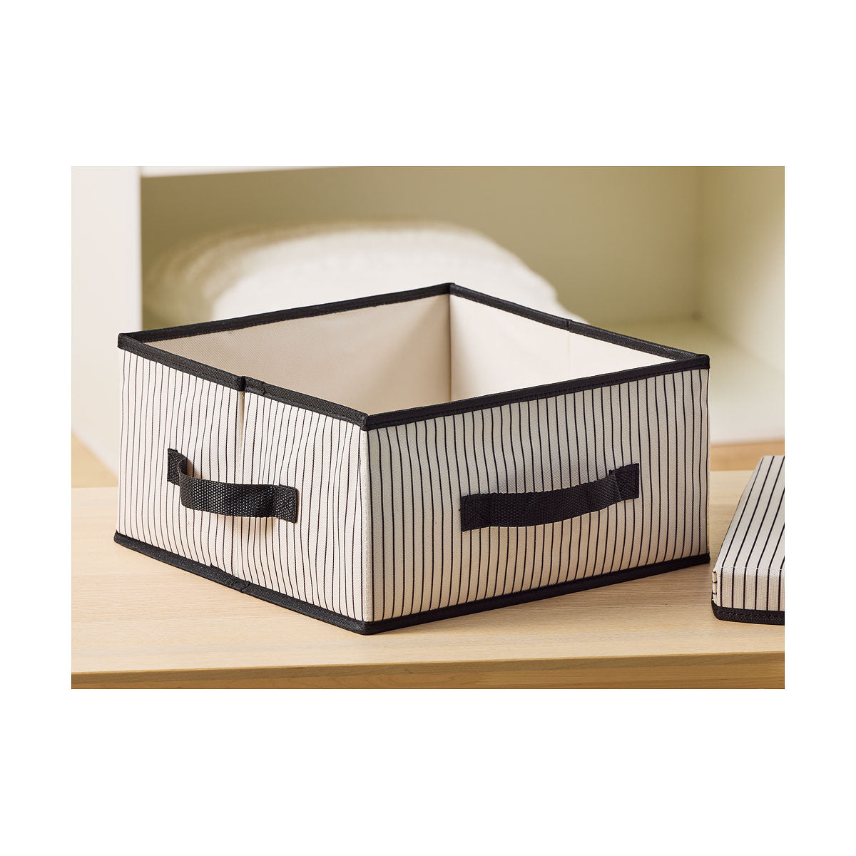 Stripes Storage Box With Lid Black