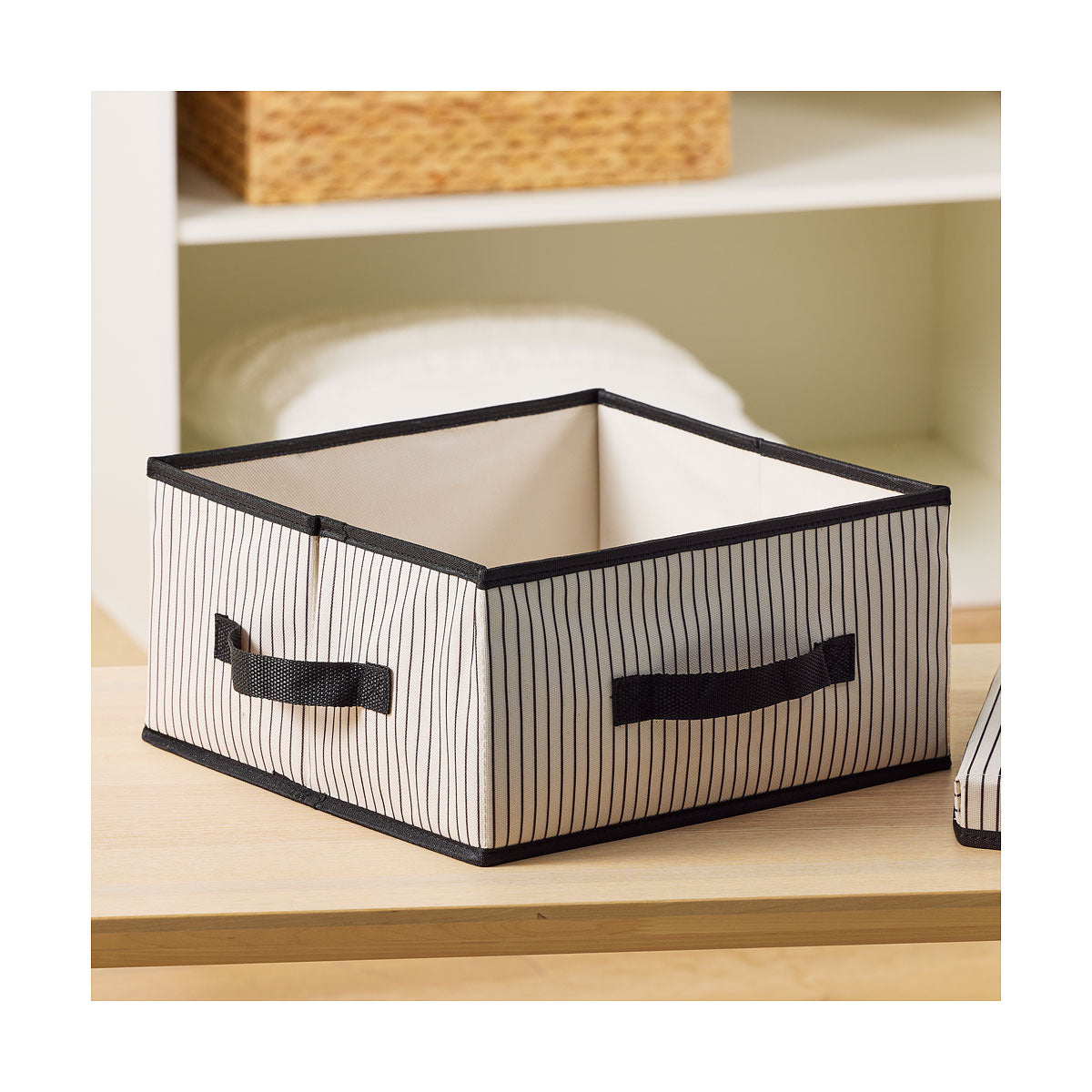 Stripes Storage Box With Lid Black
