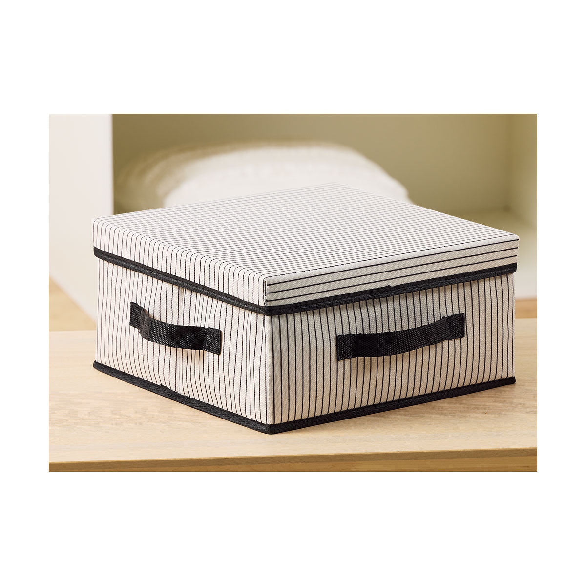 Stripes Storage Box With Lid Black
