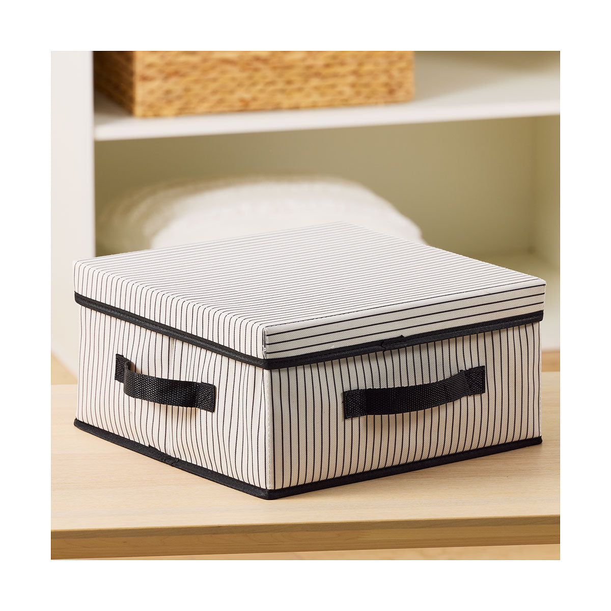 Stripes Storage Box With Lid Black