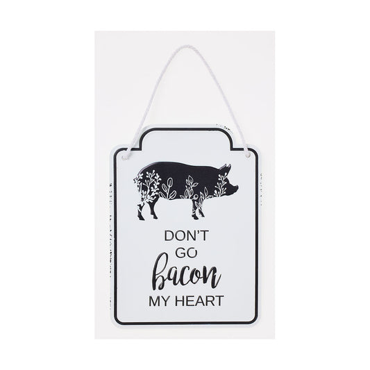 Hanging Tin Plaque Bacon/Feathers