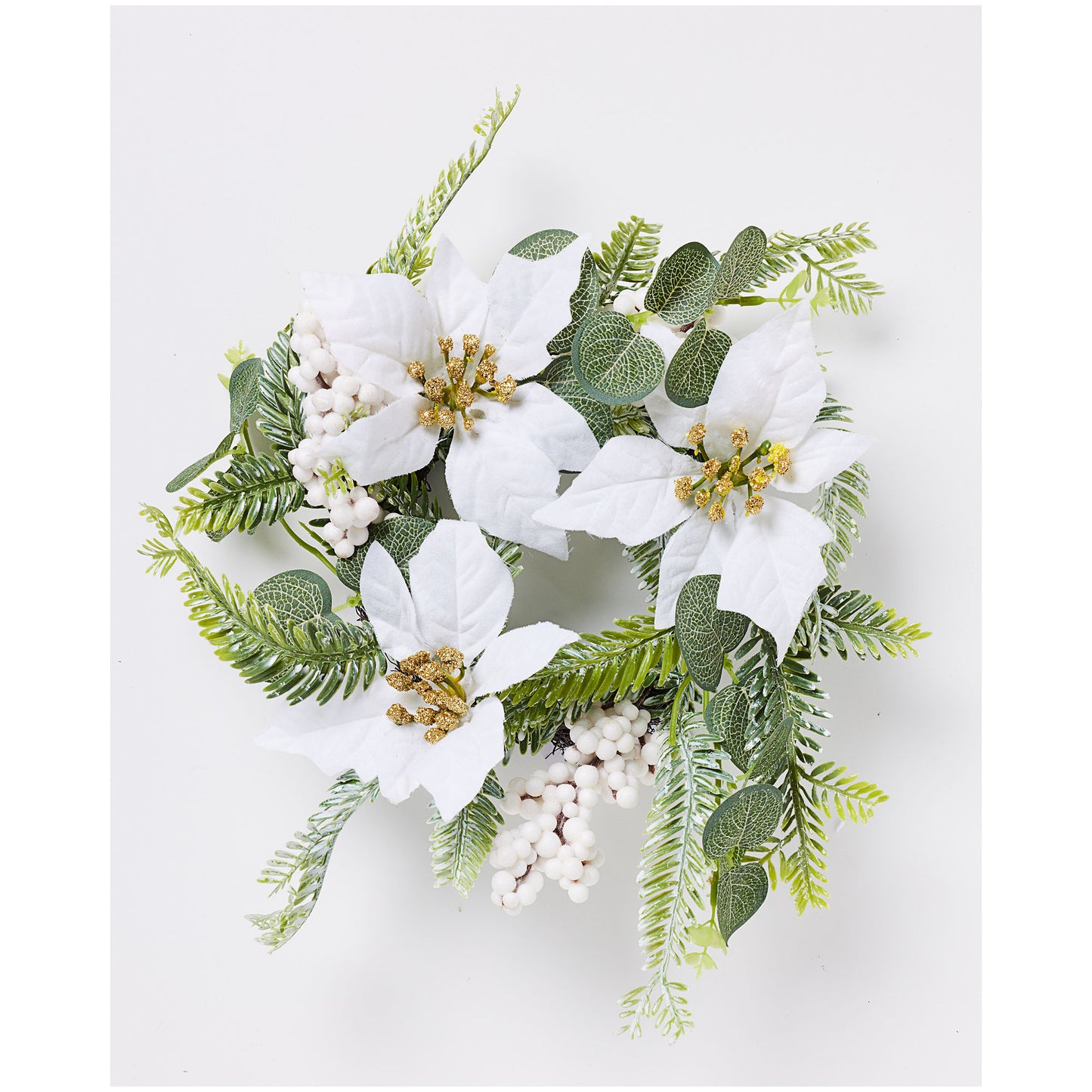 Christmas Festive Greenery Wreath White/Red