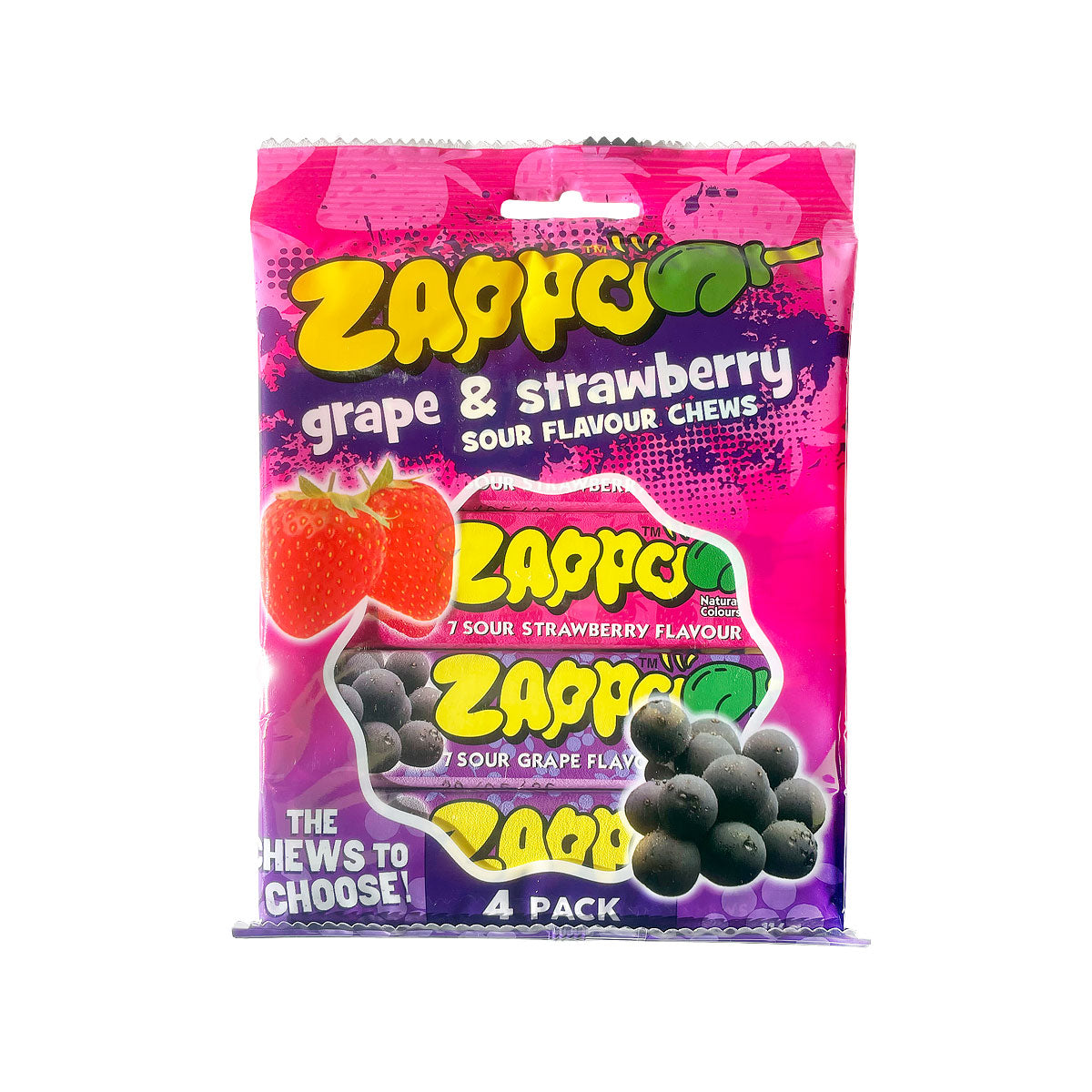 Zappo 4 Pack Grape & Strawberry 116g