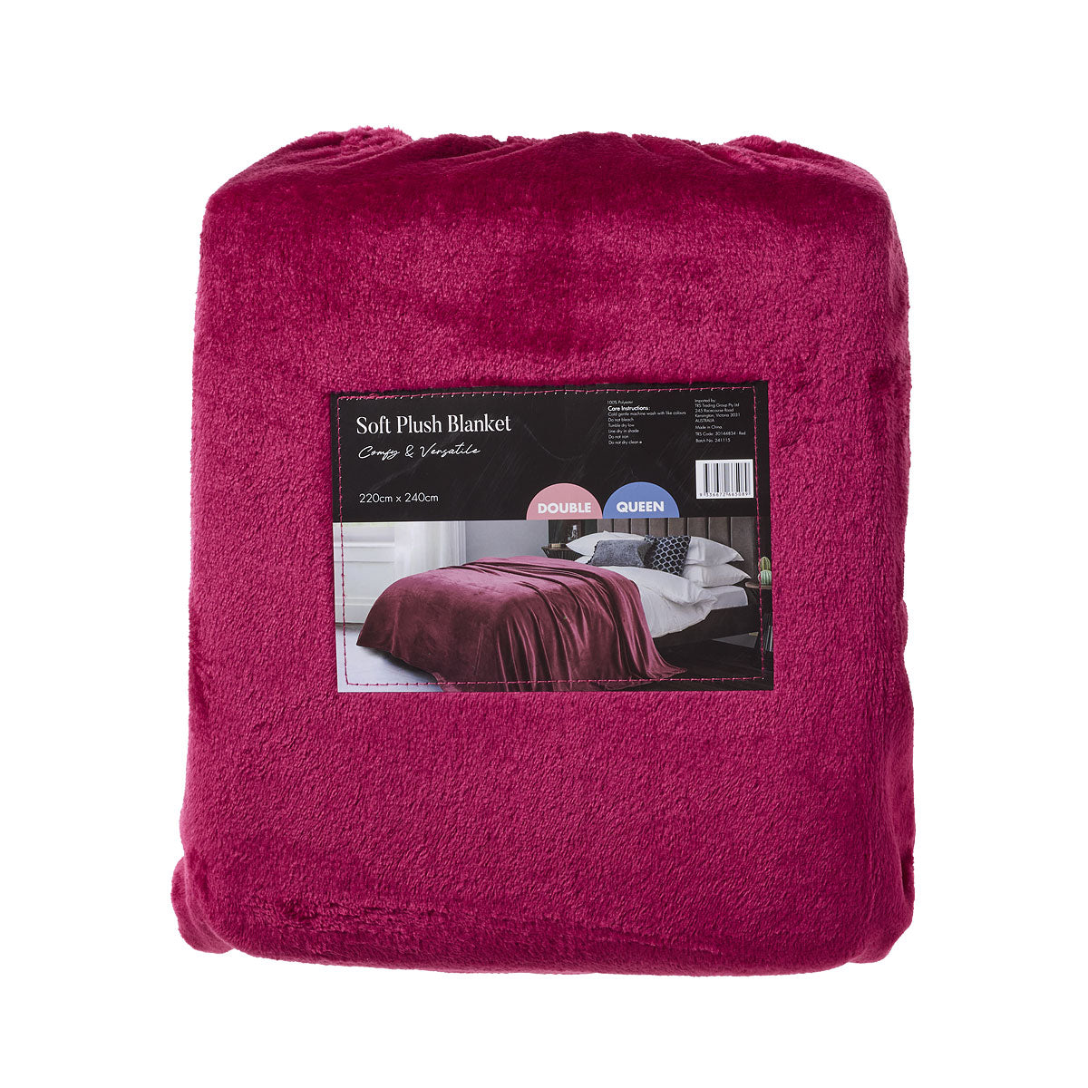 Plush Blanket DB/QB Green/Red 220x240cm