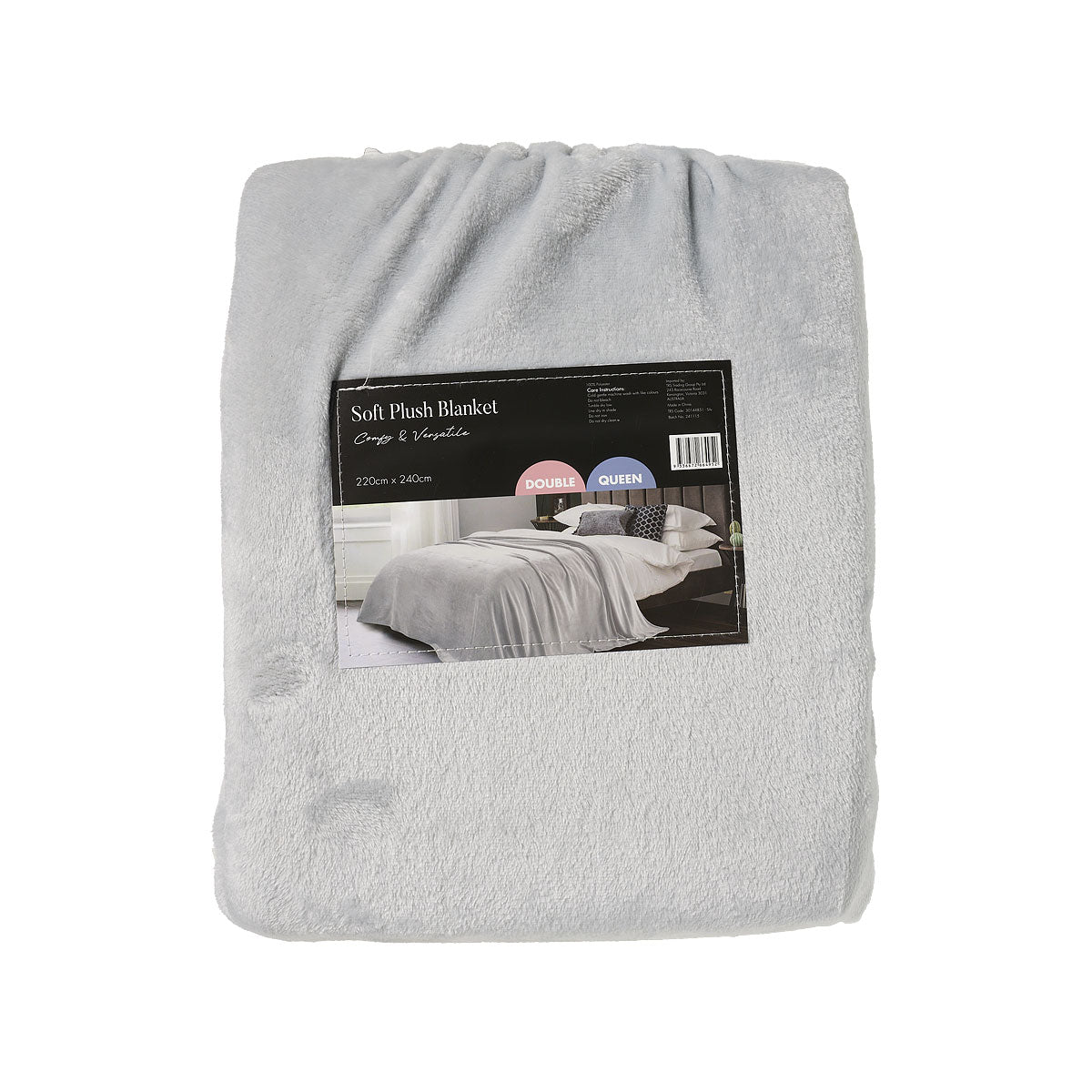 Plush Blanket DB/QB Silver/Navy 220x240cm