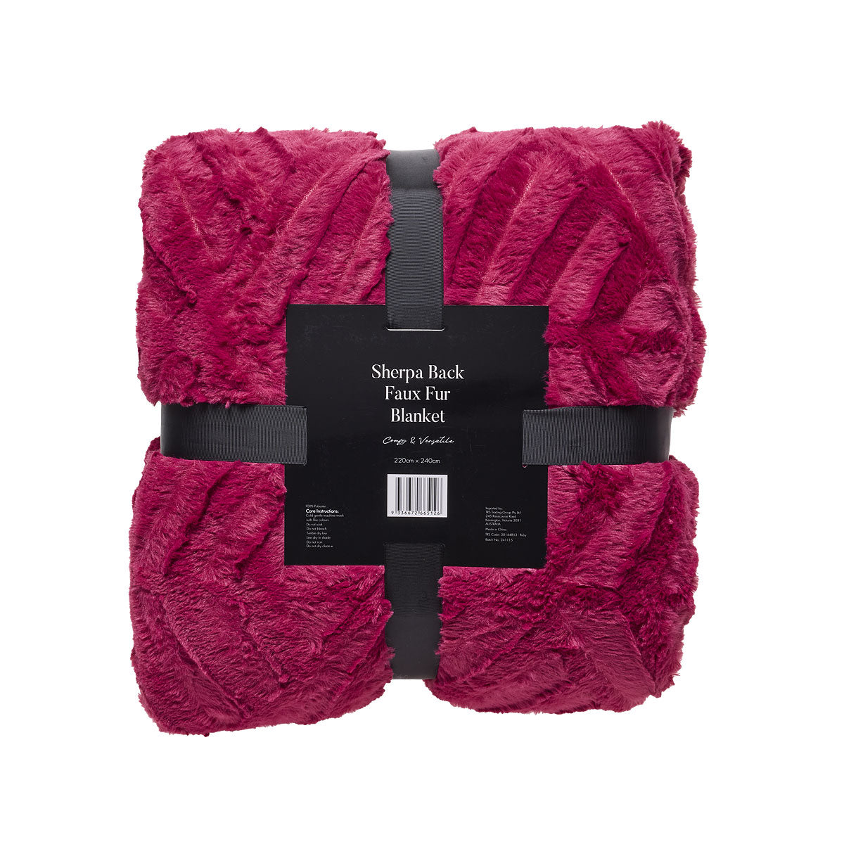 Blanket Pattern Sherpa Teal/Red 220x240cm