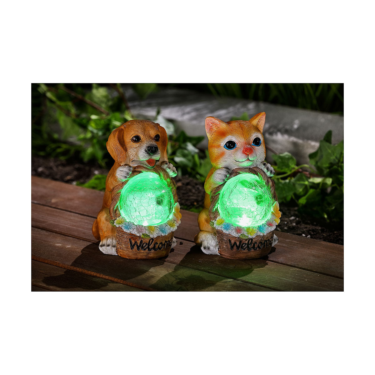 Cat/Dog With Orb Solar Light Assorted