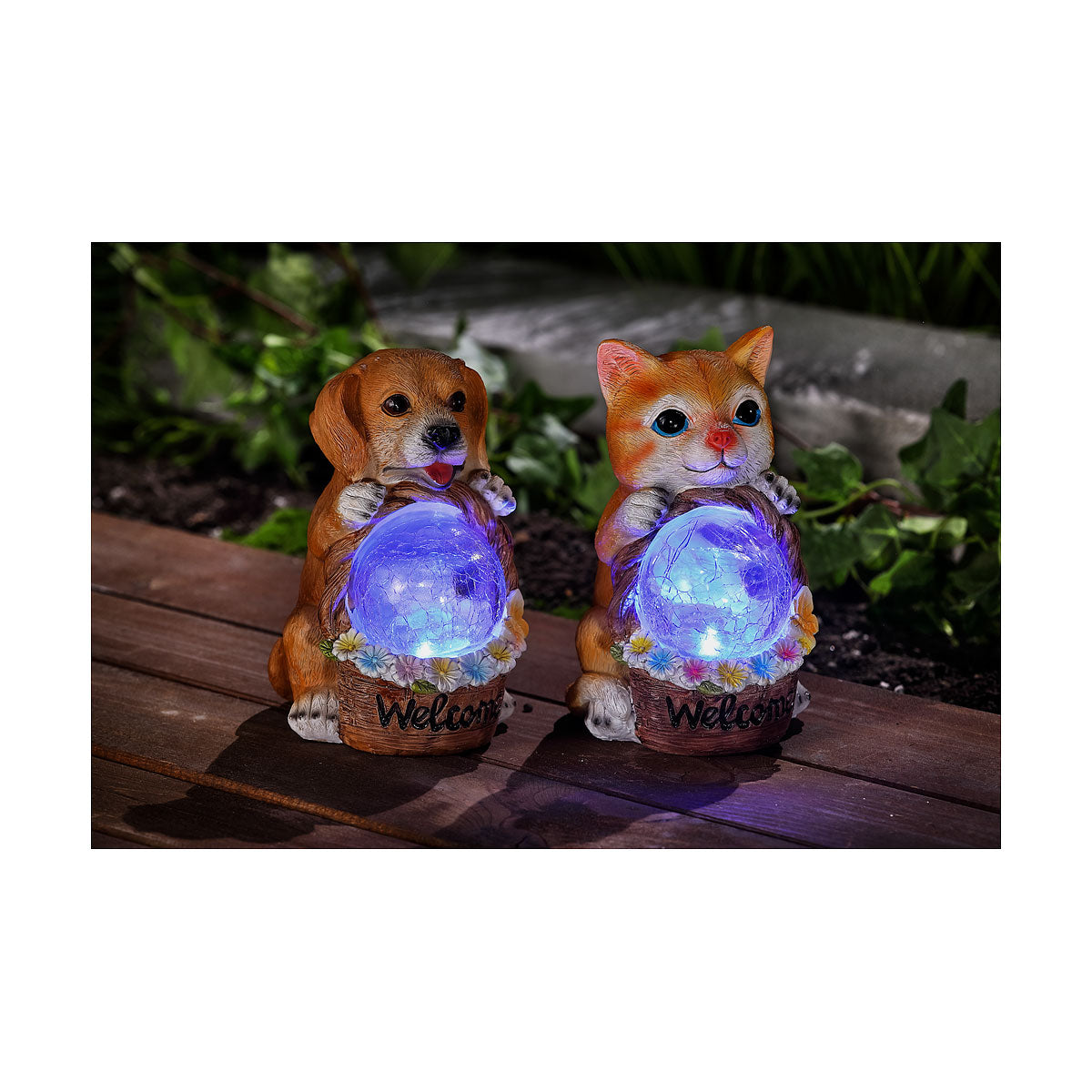 Cat/Dog With Orb Solar Light Assorted
