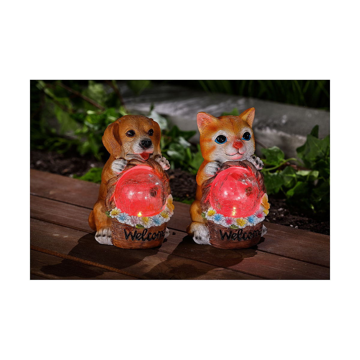 Cat/Dog With Orb Solar Light Assorted