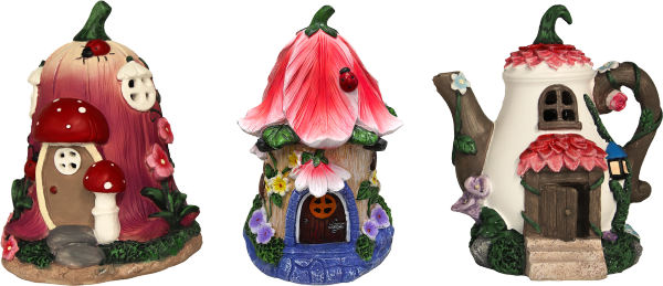 Solar Polyresin Fairy House Light Assorted