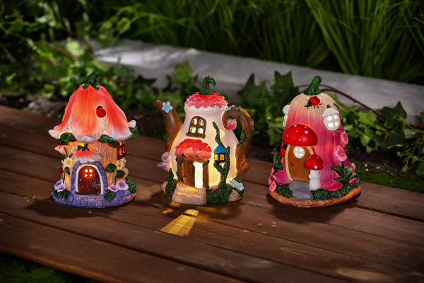 Solar Polyresin Fairy House Light Assorted
