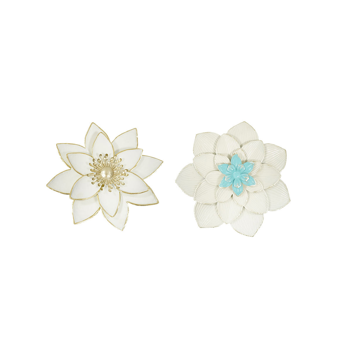 Metal Flower Wall Art White Assorted