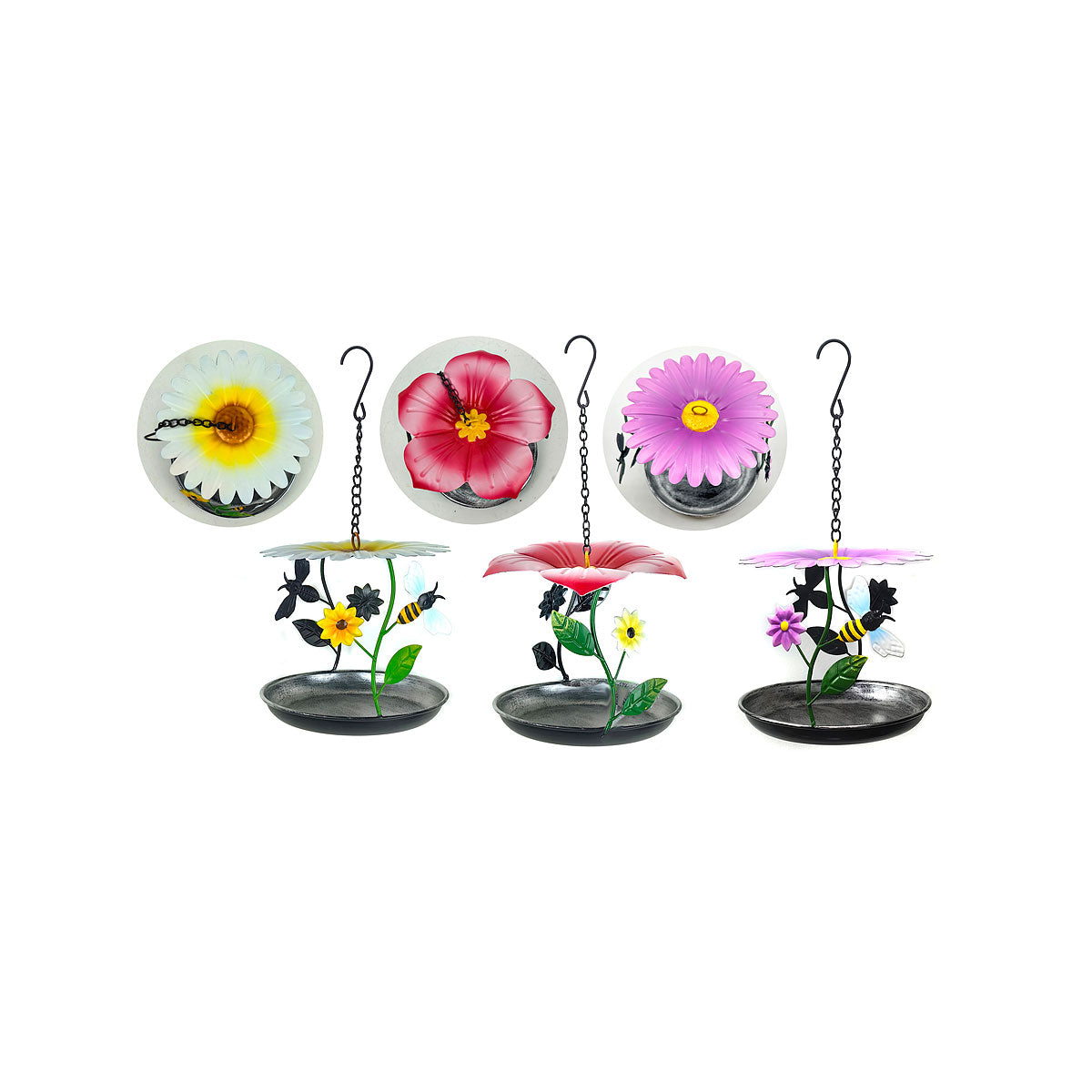 Flower Metal Hanging Birdfeeder Assorted