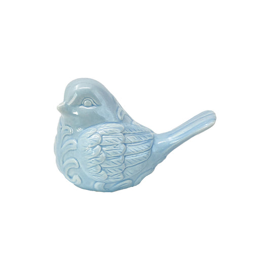 Ceramic Bird Ornament White/Aqua