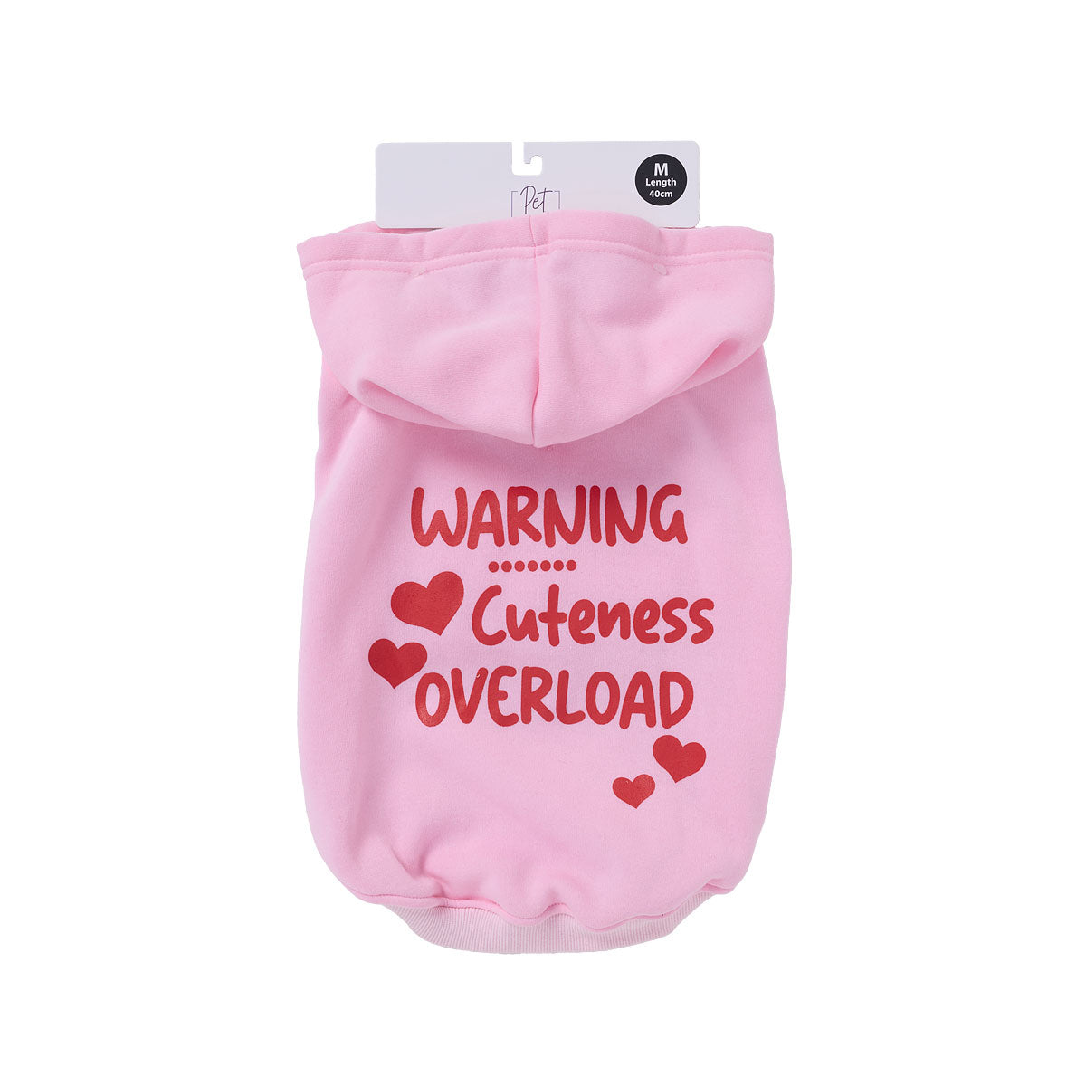 Pet Slogan Hoodie Black/Pink 30/40cm