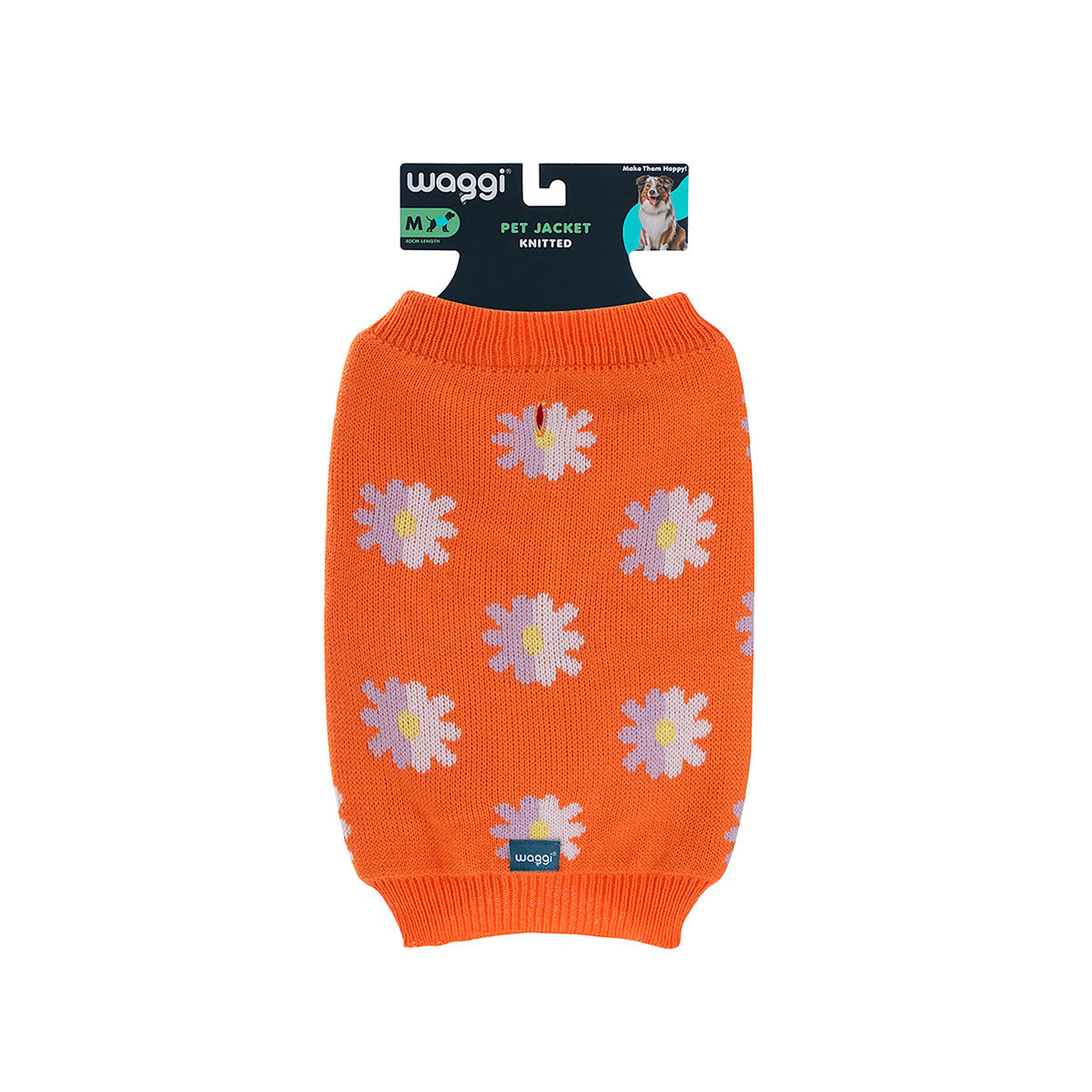 Waggi Pet Knit Orange Floral/Blue Spot 30/35/40/45cm