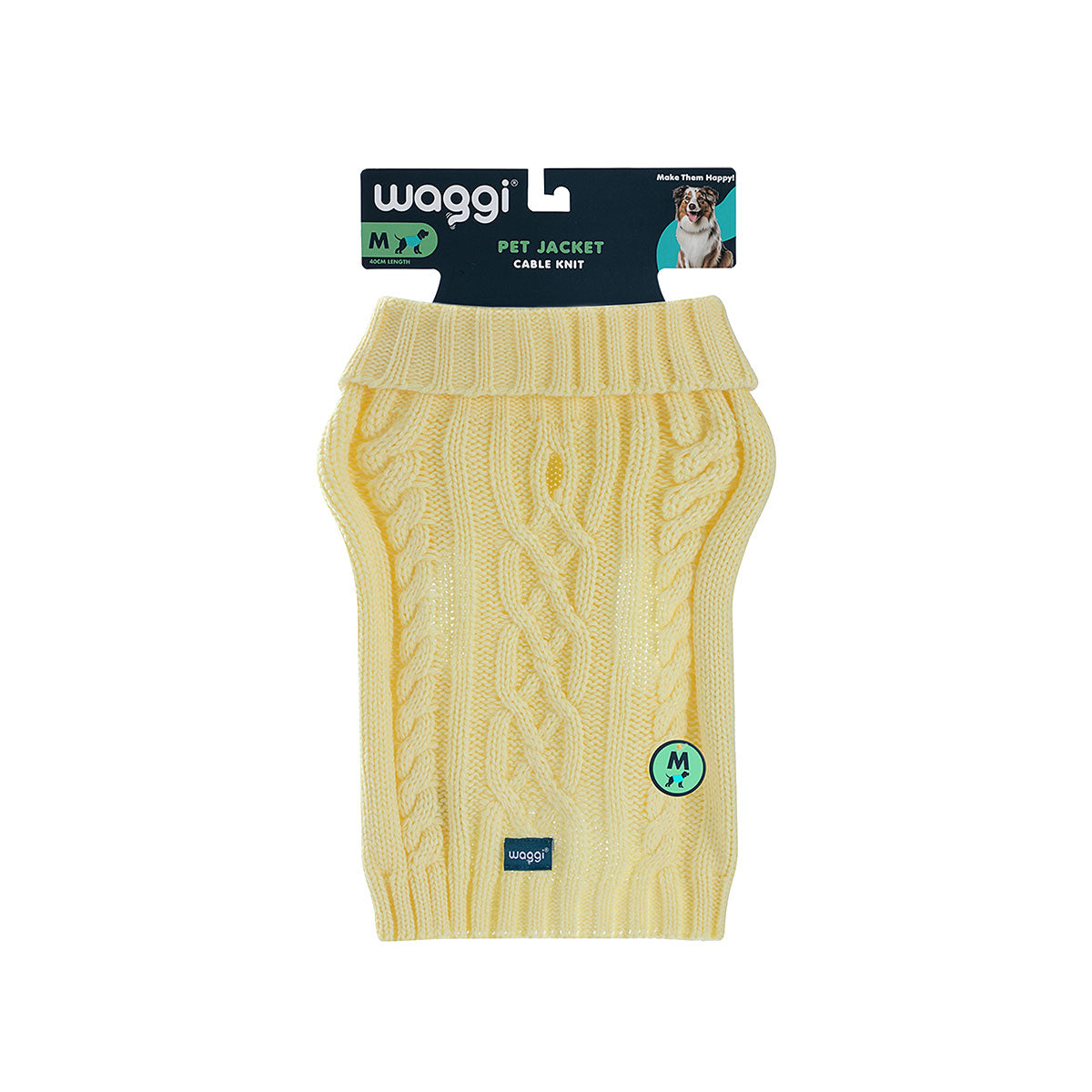Waggi Pet Cable Knit Lemon/Silver 30/35/40cm